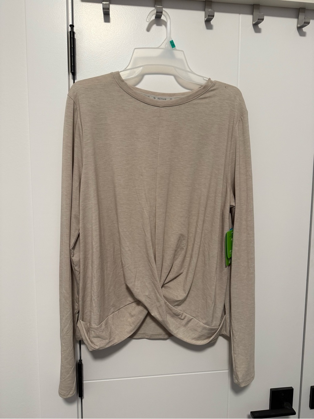 Athletic Works Beige Twist-Front Long Sleeve Top